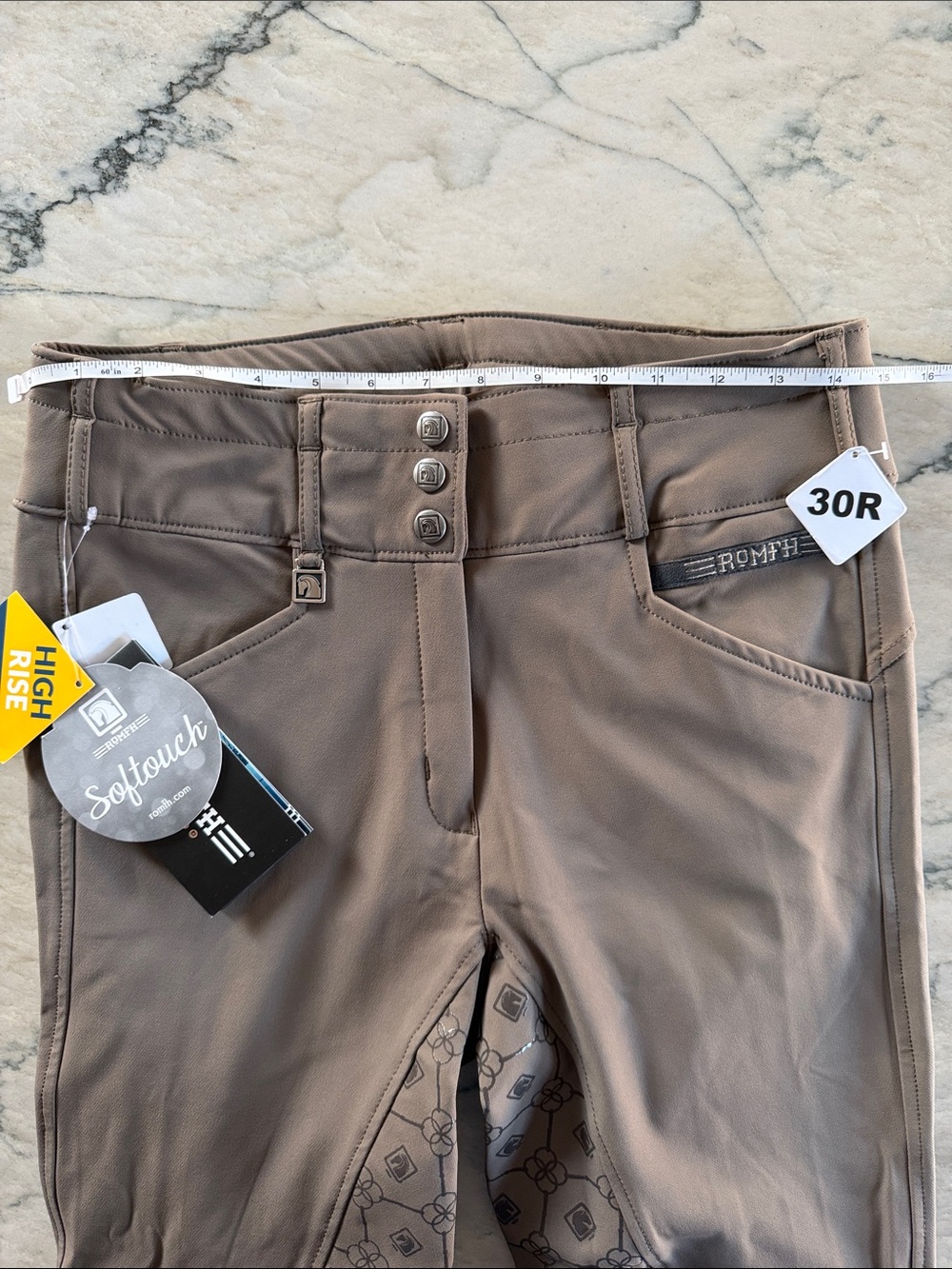 🤎NWT🤎 Romfh Brown Isabella Full Seat Riding Breeches with Printed Silicone Patch - Picture 9 of 13